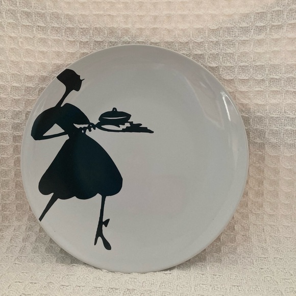 Rebecca Moses Black & White Silhouette Heart Soul Style Dessert Plates Set Of 4 - Picture 2 of 10